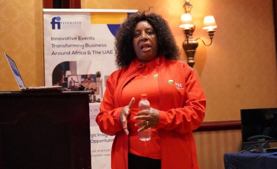 Speaker presenting at a conference