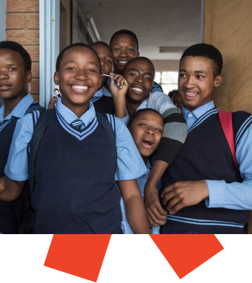 Group of students in school uniforms standing together