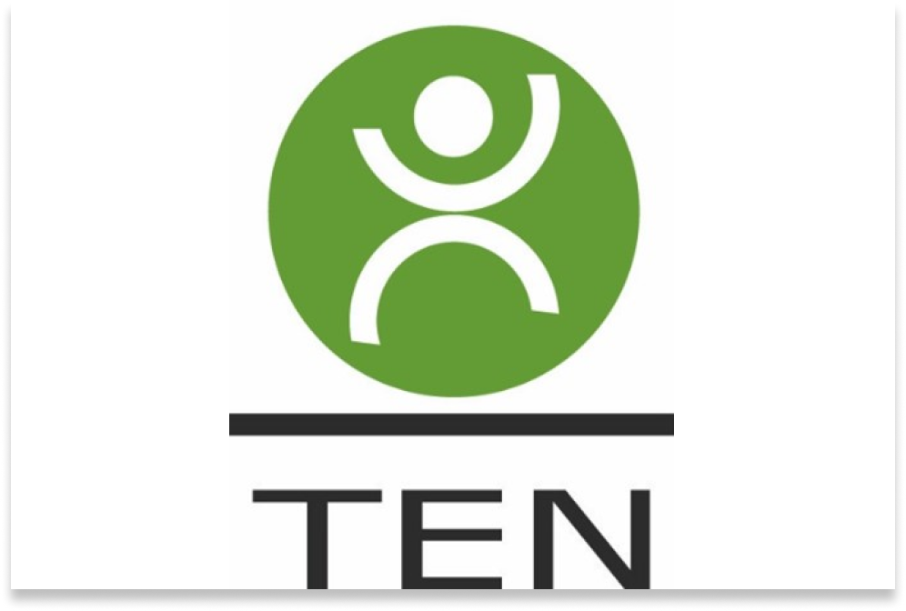 TEN logo with a green circular icon and text 'TEN'