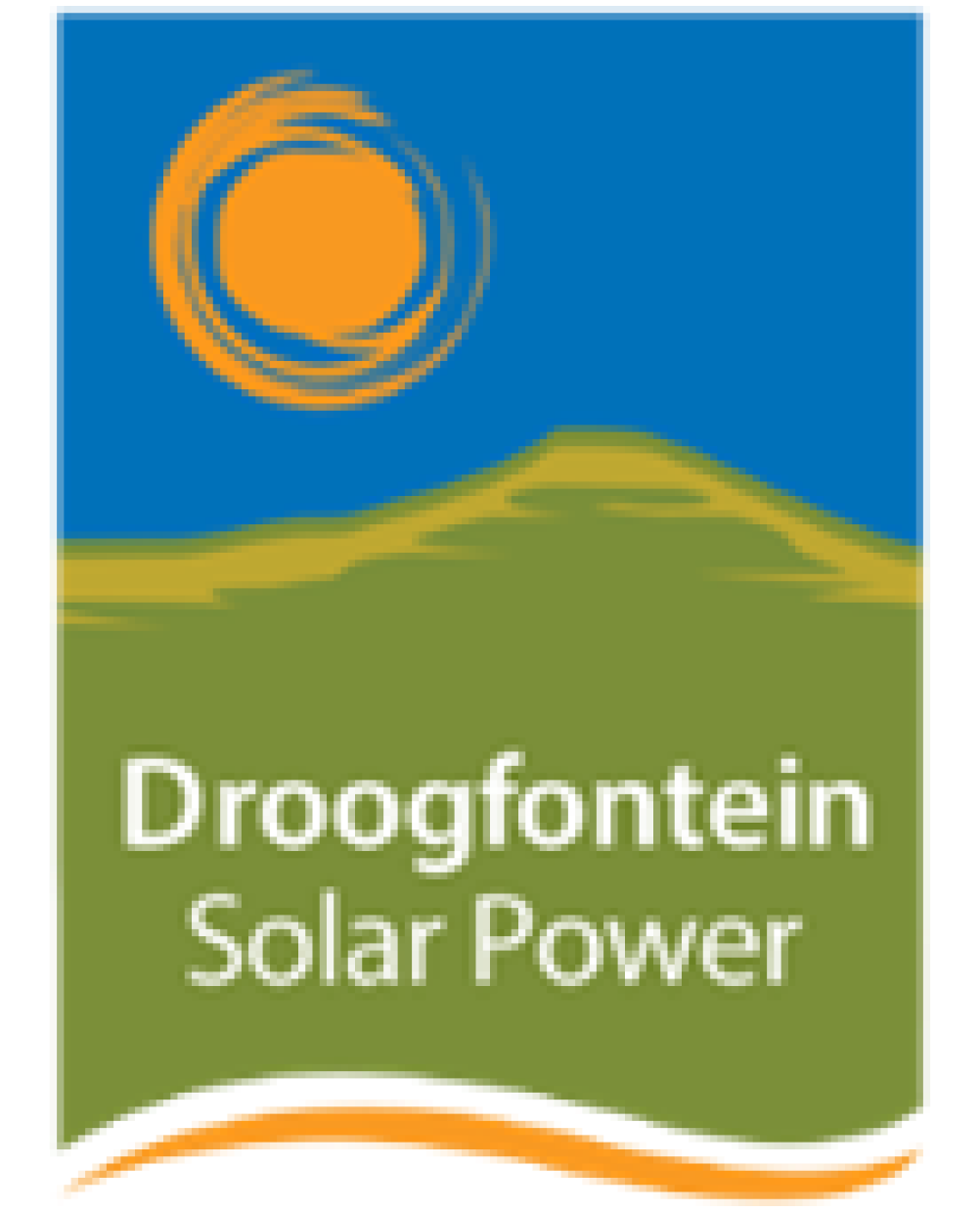 Droogfontein Solar Power logo with a sun and green hills